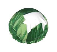 Cute green palm leaves Print women Shower Caps Bath Cap Reusable Waterproof Double Layers Hair Cap Comfort