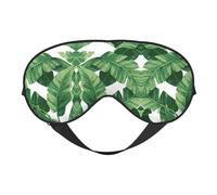Cute Green Palm Leaves Sleep Eye Mas Light Blocking Night Eye Blinder Travel Essential Gifts Women Men Sleep Mask