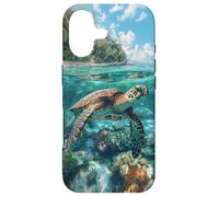 Cute Green Sea Turtle Gliding Over Vibrant Coral Reef Case for iPhone 17