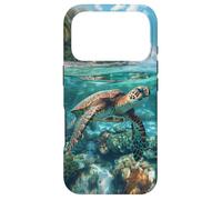 Cute Green Sea Turtle Gliding Over Vibrant Coral Reef Case for iPhone 17 Pro