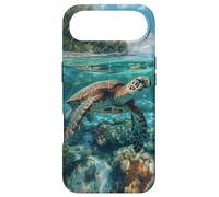 Cute Green Sea Turtle Gliding Over Vibrant Coral Reef Case for iPhone Air
