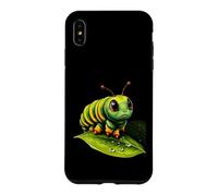 Cute Green Striped Caterpillar on Leaf Case for iPhone XS Max
