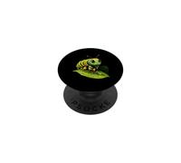 Cute Green Striped Caterpillar on Leaf PopSockets Adhesive PopGrip