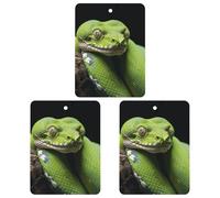 Cute Green Tree Python Car Air Fresheners Cards 3 PCS Long Lasting Hanging Fragrance Scented Card Funny Car Aromatherapy Tablets Gift for Women Men Auto Rearview Mirror Pendant