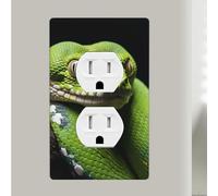 Cute Green Tree Python Duplex Receptacle Outlet Covers, 1-Gang Standard Size Wall Plates, Unbreakable Polycarbonate Dual Outlet Faceplates Covers For Kitchen Home Kids Room Decor 4.5" X 2.76"