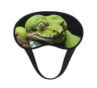Cute Green Tree Python Sleep Mask for Side Sleeper Soft Breathable Sleeping Eye Mask Blackout Silk Eye Sleep Shade Cover with Elastic Strap Night Blindfold for Women Men Travel Nap