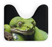 Cute Green Tree Python Toilet Rugs U Shaped Washable, Extra-Soft Plush Bath Mat 20 X 16 Inch Non Slip Toilet Floor Mat Quick Dry Super Absorbent Bathroom Rugs Microfiber Toilet Carpet