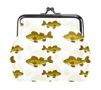 Cute Green Walleye Fishes Pattern Women’s PU Leather Coin Wallets Girls Mini Buckle Coin Purse Pouch