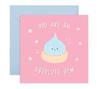Cute Greeting Card - Absolute Gem - Fun & Quirky Card for Friends, Family, Partner, Wife, Girlfriend, Fiance, Husband, Boyfriend, Him, Her - Valentines Day Kawaii Ideas - Comes with Fun Stickers