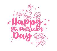 Cute Greeting on in Doodle Style Happy Saint Patricks Day Wall Vinyl Sticker Decor 67.2x68.6cm Do not Damage The Wall Surface Pink