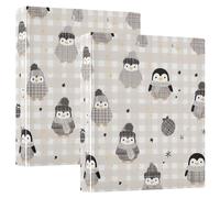 Cute Grey Cartoon Penguins One and A Half Inch Binders Three-Ringing with Clipboard 1/2 Pack Assorted Binders 200 Sheets