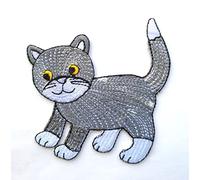 Cute Grey Cat Beautiful Animal Clothing Jacket Shirt Badge Iron on Sew on Embroidered Patch