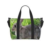 Cute Grey Hare Rabbit Patterned Duffel Bag, Portable Shoulder Bag, Suitable for Fitness, Commuting, Travel.