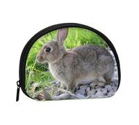 Cute Grey Hare RabbitSmall Makeup Sanitary Napkin Storage Bag,Women's Cosmetic Coin Purse