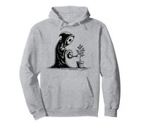 Cute Grim Reaper Plant Lover Gothic Gardening Tattoo Graphic Pullover Hoodie