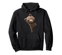 Cute Grizzly Cub Peeking Forest Wildlife Design Pullover Hoodie
