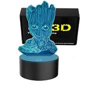 Cute Groot Baby 3D Night Light Touch Table Desk Lamps, 7 Color Changing Beside Lights for Home Creative Decoration Lamp Amazing Visualization Optical for Kids Gifts
