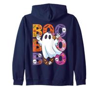 Cute Groovy Flower Ghost Peace Sign Halloween Women Girls Zip Hoodie