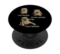 Cute Grumpy and Close Wombat Funny Marsupial Poses Pun PopSockets Adhesive PopGrip