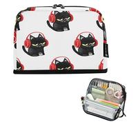 Cute Grumpy Black Cats Funny Pencil Bag Storage Large Pencil Pouches Zipper Case Girls Classroom Pen Pouch Colored Adults Kids Back to School Organizer