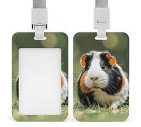 Cute Guinea Badge Holder with Lanyard - Waterproof Hard Plastic ID Card Holder Professional Name Tag Vertical ID Card Name Badge for Office Nurse Doctor Teacher