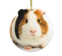 Cute Guinea Pig Christmas Tree Ceramic Hanging Xmas Tree Decoration Bauble Round Ceramic Decorations Decorative Home Decoration