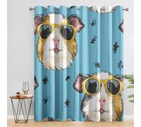 Cute Guinea Pig Curtains Bedroom, 66x72 - Cartoon Funny Blackout Curtains & Decor, Living Room, Eyelet Patterned Window Drapes, 72 Inch Drop 2 Panels (S172)