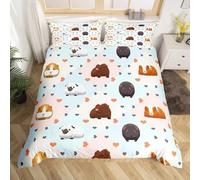 Cute Guinea Pig Duvet Cover Sets Double Animal Pattern Bedding Set, 3D Print Ultra Soft Microfiber Quilt Cover 200x200cm Comforter Covers with Zippe and 2 Pillowcases A-1672