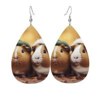 cute guinea pig earrings for women teardrop leather earrings double sided dangle earrings lightweight women ear accessories fashion jewelry birthday gift