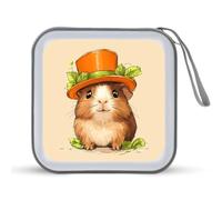 Cute Guinea Pig in Top Hat CD Holder Case with 40 Capacity Protective Sleeves Hard DVD Storage Wallet for Car