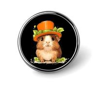 Cute Guinea Pig in Top Hat Round Brooch Pins Badge Printed Button Tie Lapel Backpack Pin Decoration for Women Men