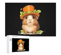 Cute Guinea Pig in Top Hat Wooden Jigsaw Puzzles for Adults 1000/500/300 Pieces with Storage Box Funny Gifts