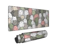 Cute Guinea Pig Large Desk Mouse Pad, Soft Pastel Colors Cartoon Animal Design Stitched Edge Mousepad, Rubber Non-Slip Washable Gaming Mouse Pad for Home and Office Use 12x32 Inch