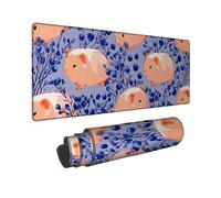 Cute Guinea Pig Large Gaming Mouse Pad, Soft Peach Rodents with Blue Berries, Rubber Non-Slip Washable Gaming Mouse Pad for Home and Office Use 16x36 Inch