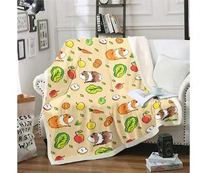 Cute Guinea Pig Plush Blanket Cavy Print Fleece Throw Blanket for Kids Boys Girls Children Cartoon Lovely Pet Sherpa Blanket Carrots Vegetables Fuzzy Blanket for Sofa Bed Couch,Baby 30x40 Inch