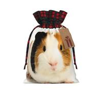 Cute Guinea Pig Print Drawstring Bags, Candy Snack Bag, Reusable Holiday Pouches for Wrapping & Storage M