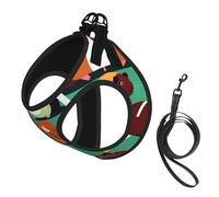 Cute Guinea Pig Print Soft Mesh Dog Harness and Leash Set Pet Puppy Cat Comfort Padded Vest No Pull Harnesses