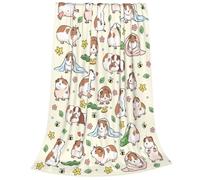 Cute Guinea Pig Print Throw Blanket, Funny Gifts for Kids Child Guinea Pig Lover, Lightweight Cozy Blanket, Soft Anti-Pilling Flannel Blanket for Bed Sofa Couch Chair Room Decoration, 125X100 cm