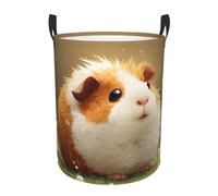 Cute Guinea Pig Printed Round Foldable Laundry Hamper With Handles, 38.1l/62.8l Large Waterproof Oxford Cloth Storage Basket Collapsible Dirty Clothes Bin For Bedroom, Bathroom, Dorm & Travel