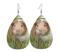 Cute Guinea Pig Prints Leather Teardrop earrings Pendant Stylish and light Lightweight Dangle for Women Girls, One Size, Leather, No Gemstone