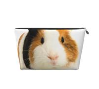 Cute Guinea Pig-r18380 Printed Leather Travel Toiletry Makeup Bag with Silver Zipper for Women on the Go