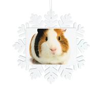 Cute Guinea Pig Snowflake Christmas Pendant, Snowflake Ornaments Garland with Silver Rope for Christmas New Year Holiday Home Party Decorations Christmas Snowflake Decorations