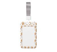 Cute Guinea Pig Tea Print Badge Holder with Lanyard, Hard Plastic Vertical Name ID Card Badge Holders