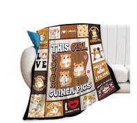Cute Guinea Pig Throw Blankets for Girls Women Just Girl Who Loves Guinea Pigs Throws Soft Warm Flannel Fleece Funny Blanket Plush Stuffed Animal Gifts for Kids Adults for Bed Bedding Decor 50"x40"