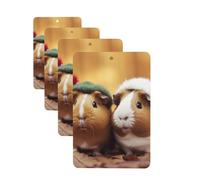 Cute guinea pigs Car Air Fresheners Cards 4 Pcs Hanging Fragrance Scented Cards Long-Lasting Car Aromatherapy Tablets for Wardrobe Bathroom Car Interior Mirror Pendant Gifts