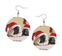 Cute Guinea Pigs Elegant Leather Round Earrings-Fashionable And Unique Accessories For Everyday Wear