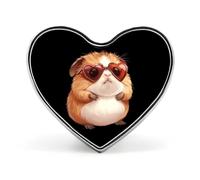 Cute Guinea Pigs Heart Glasses Printed Heart Brooches Colorful Fashion Pins Badge for Backpacks Shirts Scarf