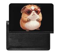 Cute Guinea Pigs Heart Glasses Printed Passport Holder Cover PU Leather Travel Waterproof Slim Passport Wallet for Airport