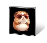 Cute Guinea Pigs Heart Glasses Printed Square Brooches Colorful Fashion Pins Badge for Backpacks Shirts Scarf