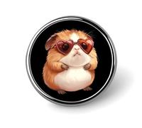 Cute Guinea Pigs Heart Glasses Round Brooches Colorful Fashion Button Pins Badge for Backpacks Shirts Scarf